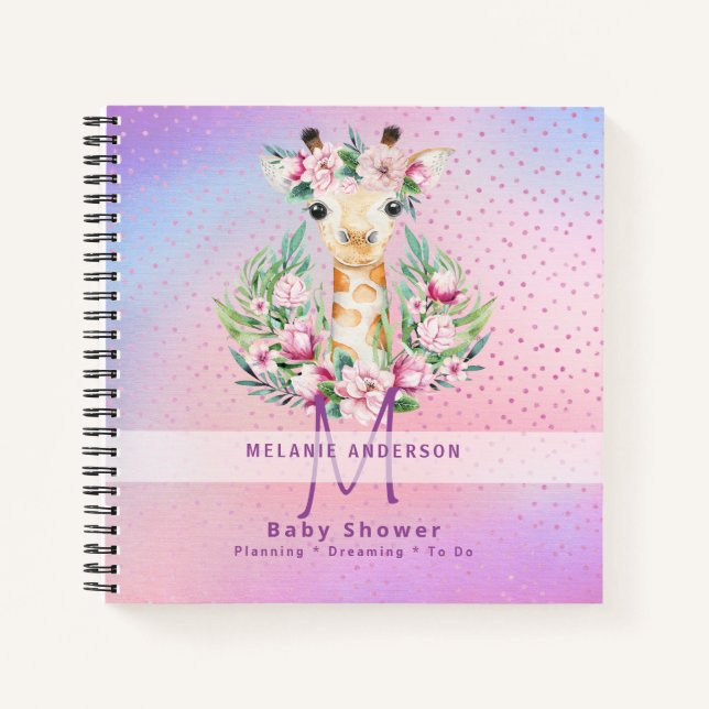 Boho GIRAFFE Baby Showplaner Notebook Journal Notizbuch (Vorderseite)