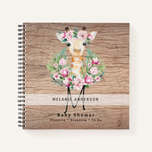 Boho GIRAFFE Baby Showplaner Notebook Journal Notizbuch (Vorderseite)