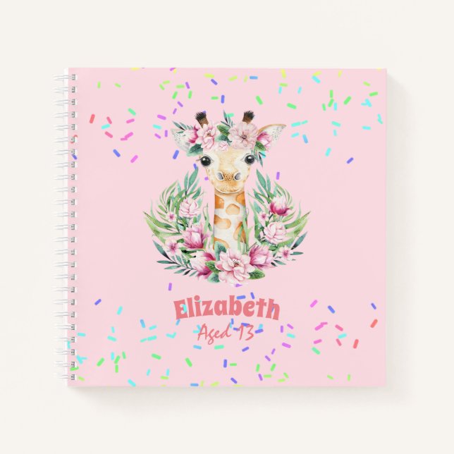 Boho Giraffe-Blume: Girls, Teens Geschenke Notizbuch (Vorderseite)