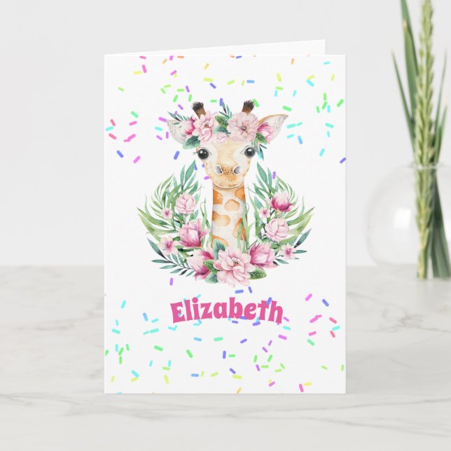 Boho Giraffe-Blume: Mädchen, Teens Geschenke Karte (Vorderseite)
