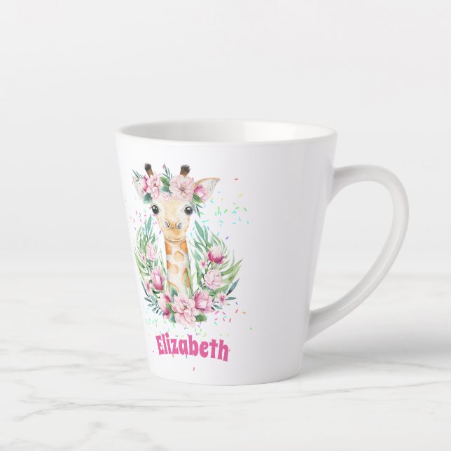 Boho Giraffe-Blume: Mädchen, Teens Geschenke Milchtasse (Rechts)