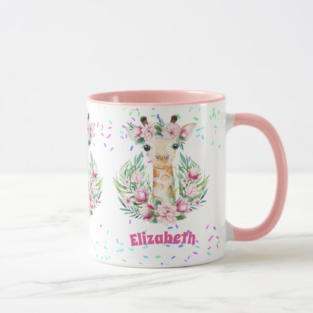 Boho Giraffe-Blume: Mädchen, Teens Geschenke Tasse (Rechts)