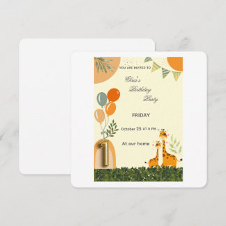 Boho-Giraffe-Einladung zum ersten Geburtstag  Save The Date