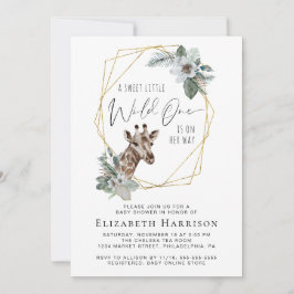 Boho Giraffe Floral Watercolor Babydusche Einladung