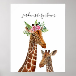 Boho Giraffe Mama + Babydusche Poster