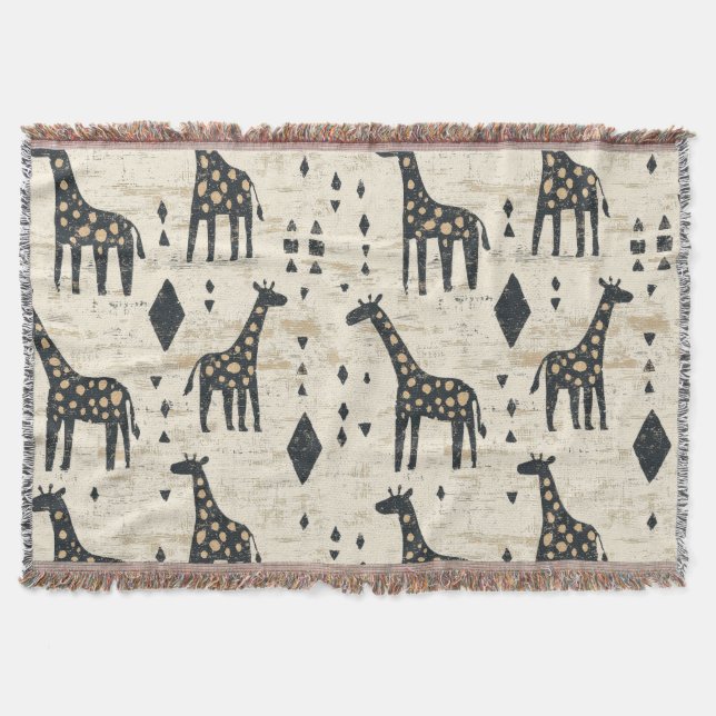 Boho-Giraffe-Stammesmuster Decke (Vorderseite)