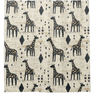Boho-Giraffe-Stammesmuster Duschvorhang