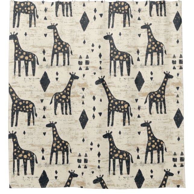 Boho-Giraffe-Stammesmuster Duschvorhang (Vorderseite)
