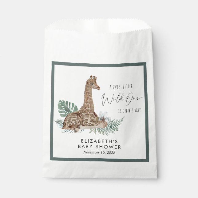 Boho Giraffe Watercolor Babydusche Geschenktütchen (Vorderseite)