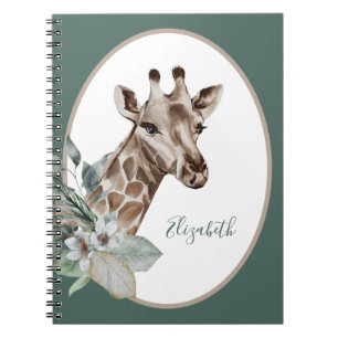 Boho Giraffe Watercolor Monogram Notizblock