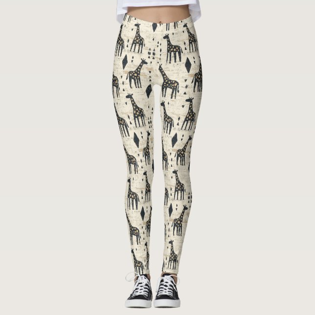 Boho-Giraffen-Stammesmuster Leggings (Vorderseite)