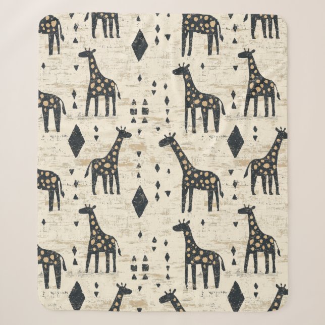 Boho-Giraffen-Stammesmuster Sherpadecke (Vorderseite)