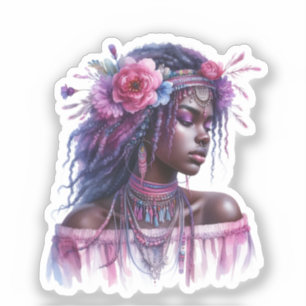 Boho Girl AI Kunst Boheme Mode Aufkleber