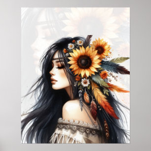 Boho Girl AI Kunst Boheme Mode Poster