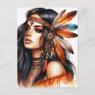 Boho Girl AI Kunst Boheme Mode Postkarte
