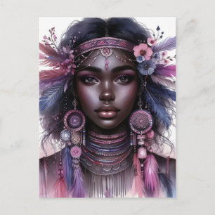 Boho Girl AI Kunst Boheme Mode Postkarte