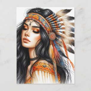 Boho Girl AI Kunst Boheme Mode Postkarte