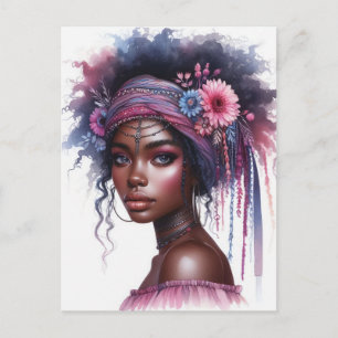 Boho Girl AI Kunst Boheme Mode Postkarte