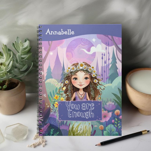 Boho Girl Blue "You are Enough" Notizblock (Von Creator hochgeladen)