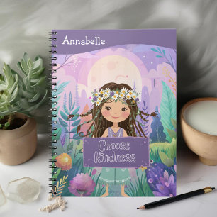 Boho Girl Lila "Choose Kindness" Notizblock