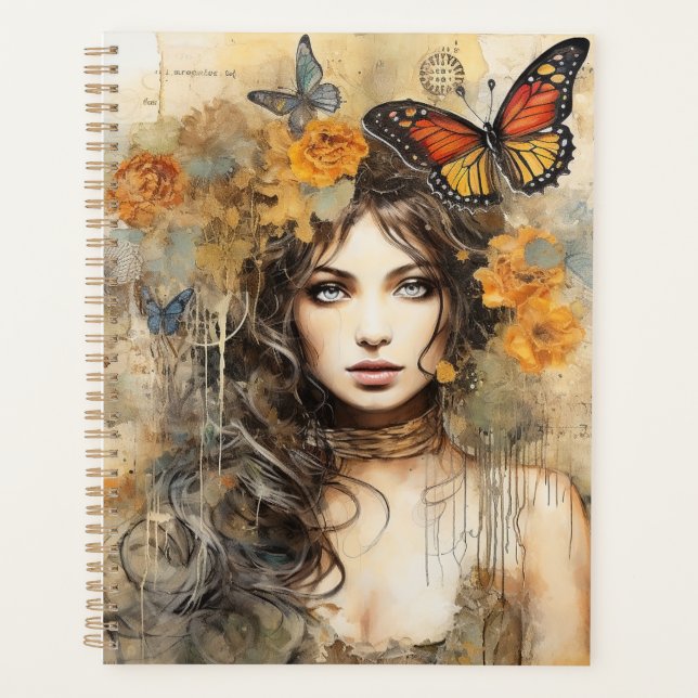 Boho Girl Planner, Boho Butterfly Planer (Vorderseite)