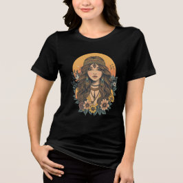 Boho-Girl-T-Shirt | Ästhetischer floraler Vintage- Tri-Blend Shirt