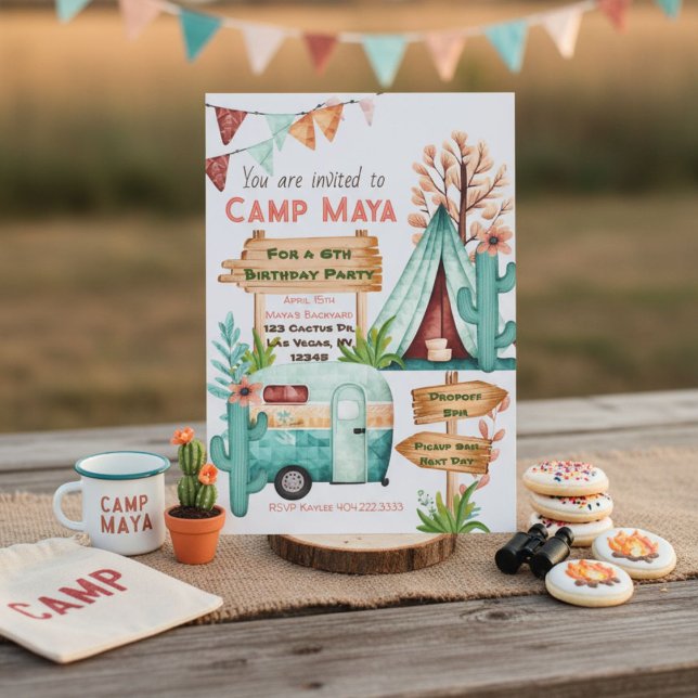 Boho Girls Camping schlummern Party Einladung (Von Creator hochgeladen)