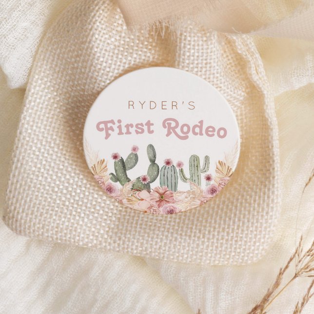 Boho Girls First Rodeo Cowgirl Birthday Runder Aufkleber (Fully customizable first rodeo favor stickers OR envelope seals!)