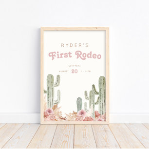 Boho Girls First Rodeo Cowgirl Geburtstag Willkomm Poster