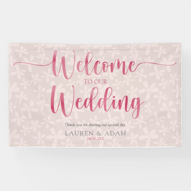 Boho Girly Pink Wedding Banner (Horizontal)