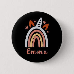 Boho Girly Rainbow mit Personalisiertem Namen Button