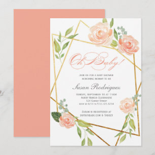 Boho Glam Baby Shower Einladung Gold Floral