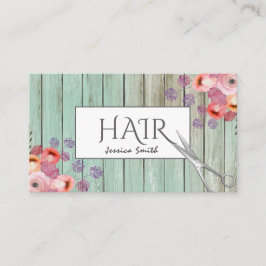 Boho Glam elegante Aquarellholz-Schere Visitenkarte