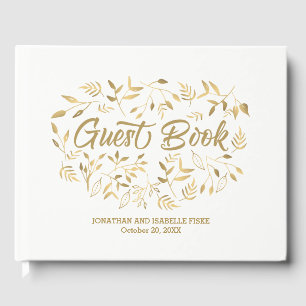 Boho Glam Wedding ist ein elegantes White and Gold Gästebuch