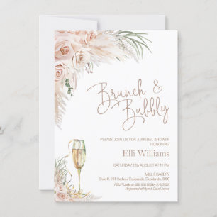 Boho Glass Floral Bridal & Bubbly Brautparty Einladung
