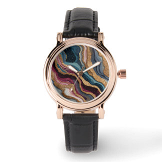 Boho Glitter Achat Uhr