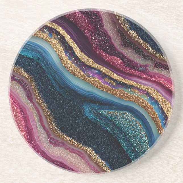 Boho Glitter Achat Untersetzer (Vorne)