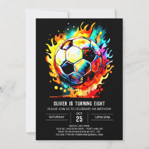 Boho Goal Watercolor Soccer Birthday Einladung