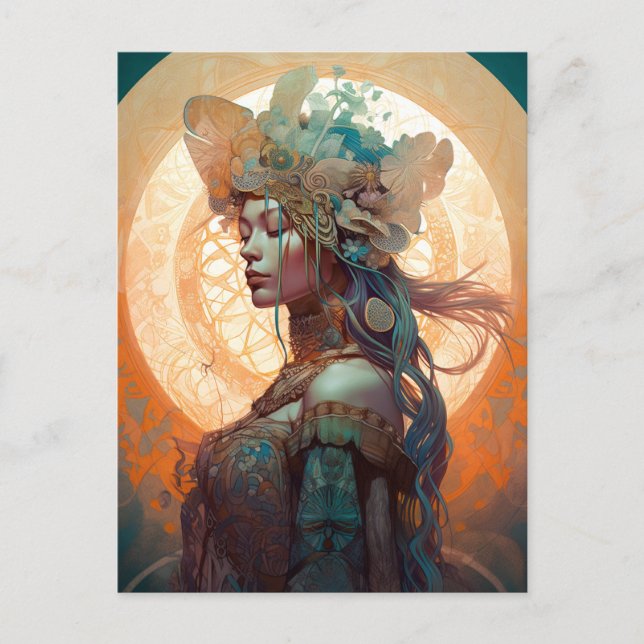 Boho Goddess Queen Fantasy Art Postcard Postkarte (Vorderseite)