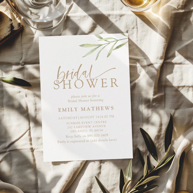 Boho Gold & Botanical Bridal Shower Einladung (Von Creator hochgeladen)