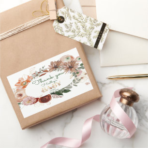 Boho gold eucalyptus Baby Dusche Danke Rechteckiger Aufkleber