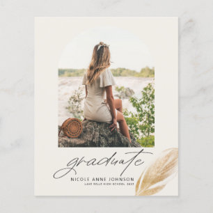 Boho-Gold-Federbogen-Foto-Abschluss-Einladung