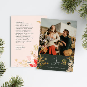 Boho Gold Floral Joy Vertical Foto Weihnachten