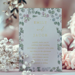 Boho Gold Foil and Eucalyptus Wedding Folieneinladung
