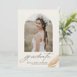 Boho Gold Glitzer Feather Foto Abschluss Ankündigung