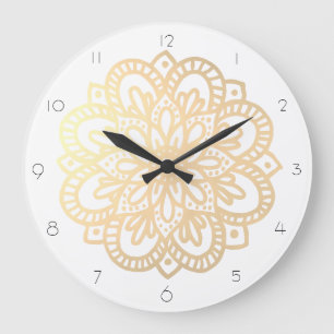 Boho Gold Mandala Wall Clock Große Wanduhr