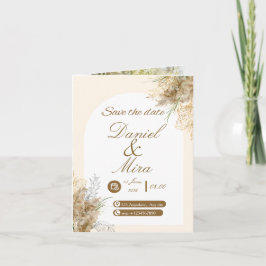 Boho Gold Pampas Bogen Hochzeit voll editierbar Einladung