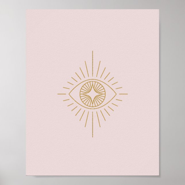 Boho Gold & Pink Diamond Eye Dorm Wand an Wand Kun Poster (Vorne)