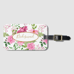 Boho Gold Rosa Florale Zielort Hochzeitsfeier Gepäckanhänger