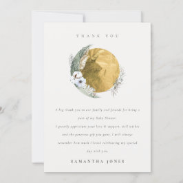 Boho Gold Saga Green Blumenstrauß Baby Dusche Dankeskarte